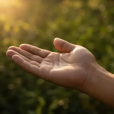 Open Hand Receiving Golden Morning Light