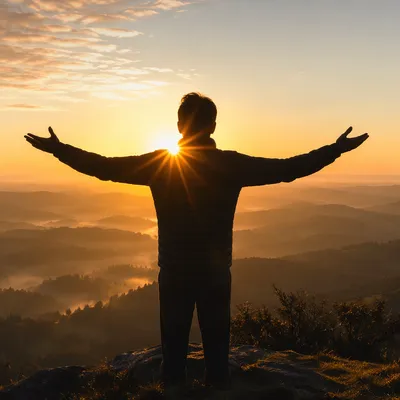 Grateful Open Hands at Golden Sunrise