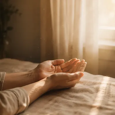 Open Hands Receiving Morning Sunlight