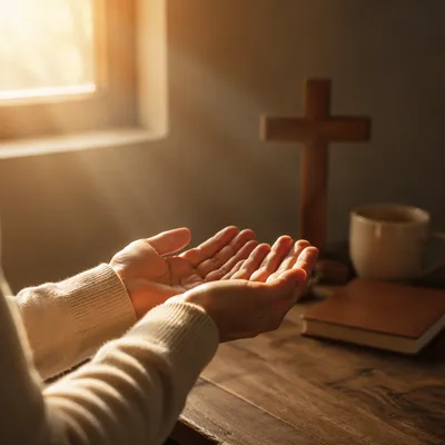 Open Hands Receiving Morning Sunlight