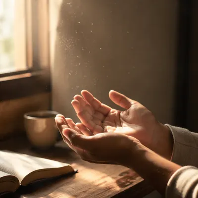 Open Hands Receiving Morning Sunlight