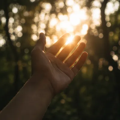 Open Hand Receiving Golden Sunlight