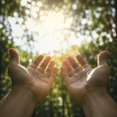 Open Hands Receiving Sunlight in Gratitude