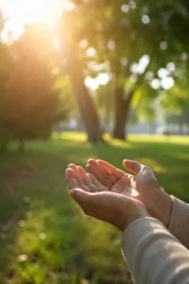 Open Hands Receiving Warm Sunlight