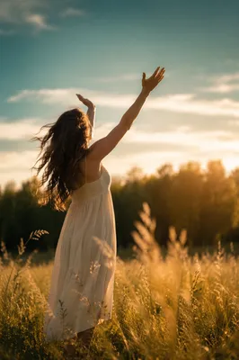 Open Hands Receiving Golden Meadow Sunlight