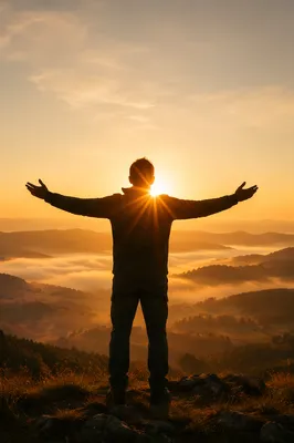 Grateful Open Hands at Golden Sunrise