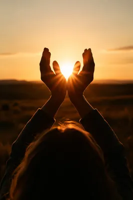 Open Hands Receiving Golden Sunlight
