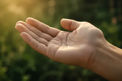 Open Hand Receiving Golden Morning Light