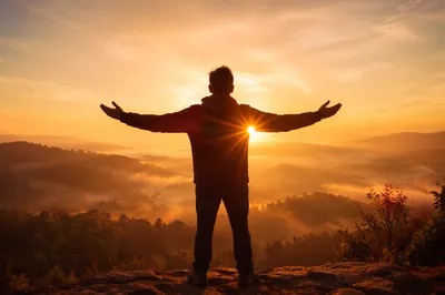 Grateful Open Hands at Sunrise