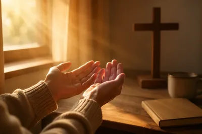 Open Hands Receiving Morning Sunlight
