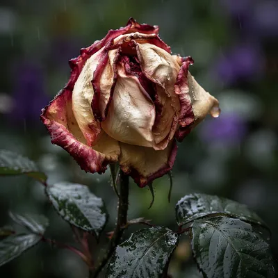 Wilting Rose in Gentle Rain