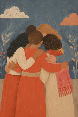 Friends Sharing a Supportive Circle Hug