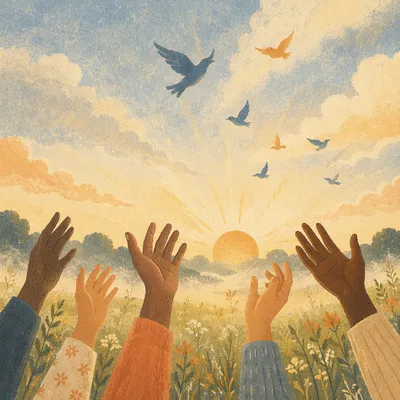 Hands Raised to the Sky in Freedom