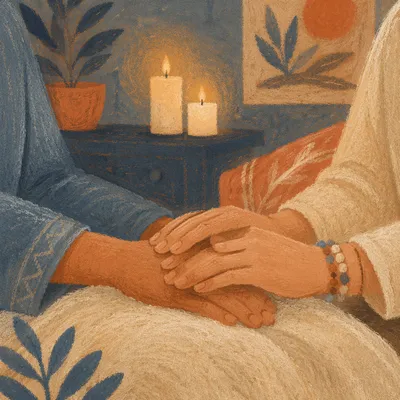Gentle Healing Hands in Candlelight