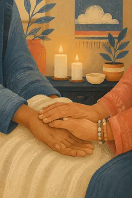 Gentle Healing Hands in Candlelight