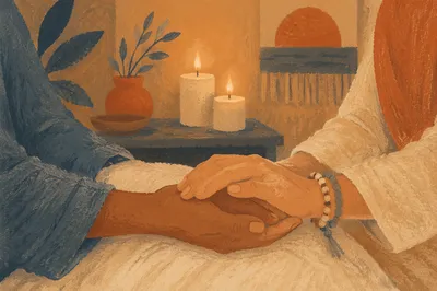 Gentle Healing Hands in Candlelight