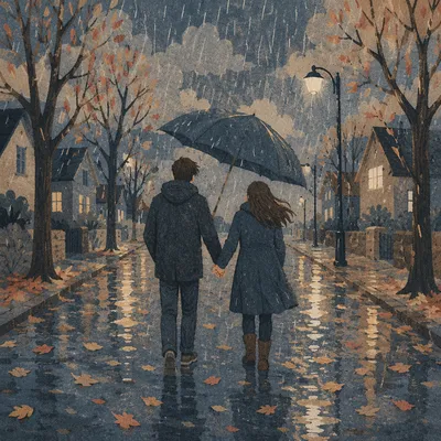 Couple Holding Hands Through Storm