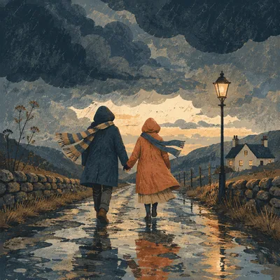 Couple Holding Hands Through the Storm
