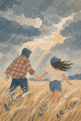 Couple Holding Hands Through Storm