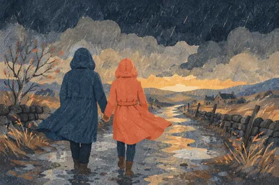 Couple Walking Through Storm in Hope