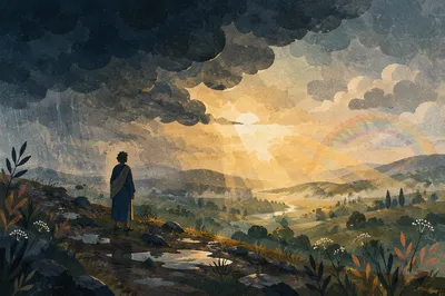 Hopeful Sunrise After Storm Over Valley