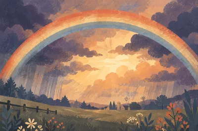 Rainbow of Hope Over Stormy Dawn
