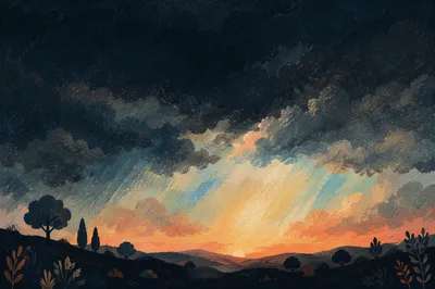 Hopeful Sunrise Breaking Through Storm Clouds