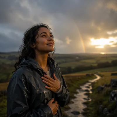 Woman on Hilltop After Storm