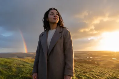 Woman on Hill at Sunrise