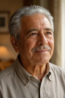 Hopeful Elderly Man by Sunlit Window