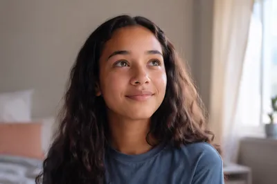 Hopeful Teenage Girl Close Up Portrait
