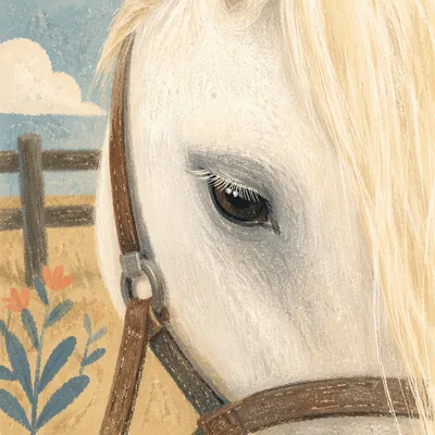 Humble White Horse in Gentle Morning Light