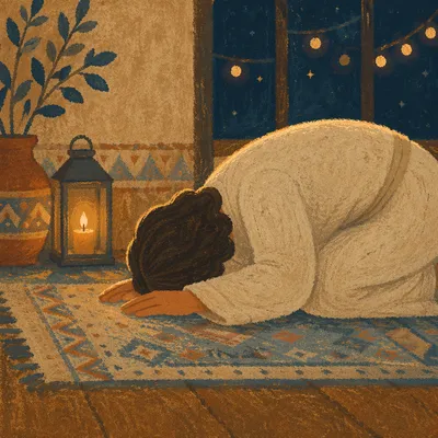 Humble Prayer in Gentle Amber Light