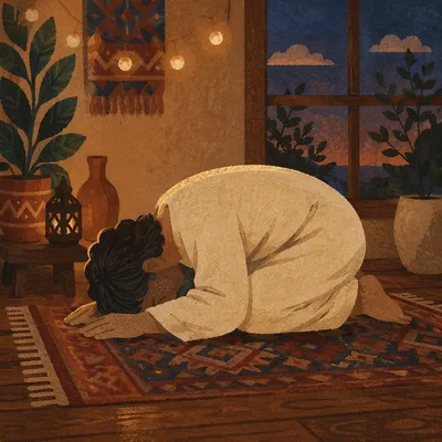 Humble Prayer Bowed in Gentle Light