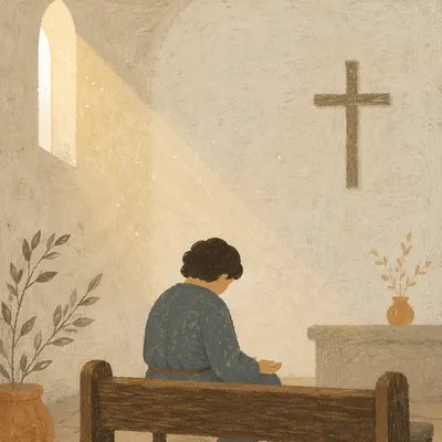 Humble Prayer in Gentle Chapel Light