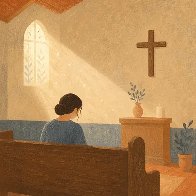 Humble Prayer in Morning Chapel Light