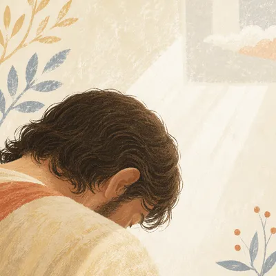 Bowed Head in Gentle Prayerful Light
