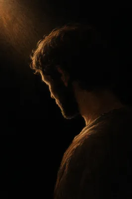 Humble Bowed Head in Gentle Amber Light