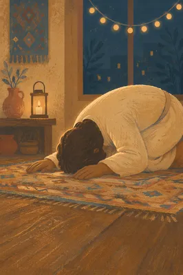 Humble Prayer in Gentle Amber Light