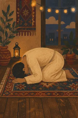 Humble Prayer Bowed in Gentle Light
