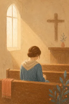 Humble Prayer in Morning Chapel Light