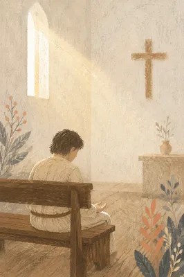 Humble Prayer in Morning Chapel Light