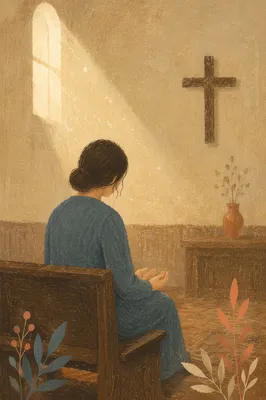 Humble Prayer in Gentle Chapel Light