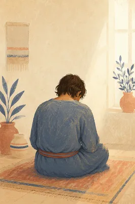 Humble Bowed Head in Gentle Light
