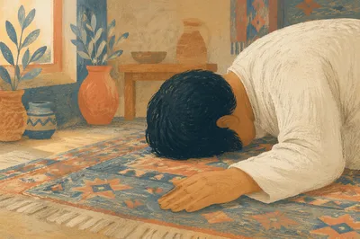 Humble Bowed Prayer in Gentle Window Light