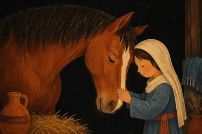 Humble Chestnut Horse in Gentle Light