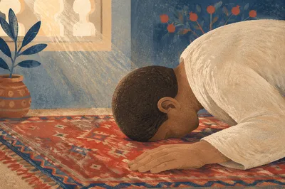 Humble Bowed Prayer in Gentle Light