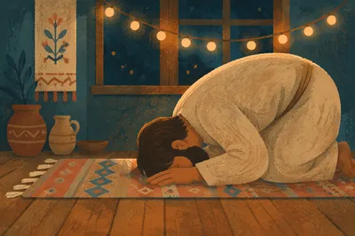 Humble Prayer in Gentle Amber Light