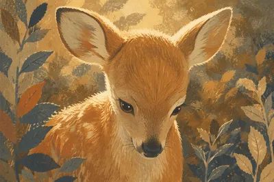 Humble Young Deer in Gentle Woodland Light