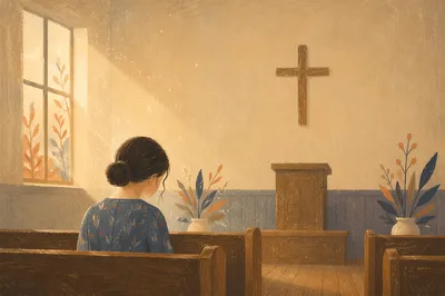 Humble Prayer in Morning Chapel Light